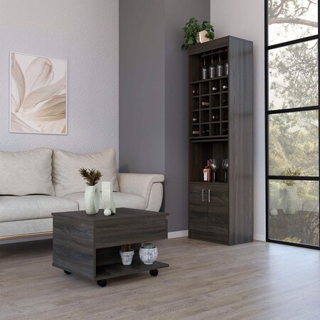 Tuhome Hosford 2 Piece Living Room Set, Bar Cabinet, Coffee Table, Espresso CLIV40